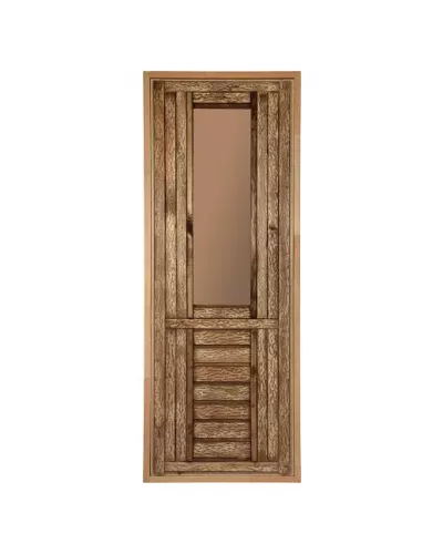 Дверь состаренная со стеклом (тонированное Бронза)