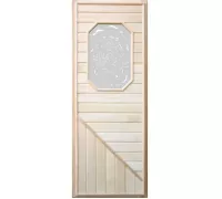 Дверь для бани с восьмиугольной стеклянной вставкой 1850х750 - DoorWood