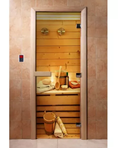 Дверь для бани и сауны с фотопечатью A033