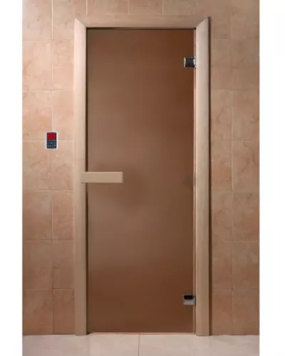 Дверь для бани и сауны "Бронза матовая" 1900*700, 6мм, 2 петли