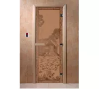 Дверь для бани "Банька в лесу бронза матовая" Ольха - DoorWood