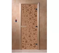 Дверь для бани "Цветы и бабочки бронза матовая" Ольха - DoorWood
