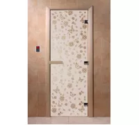 Дверь для бани "Цветы и бабочки сатин" Ольха - DoorWood