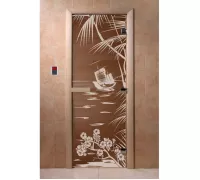 Дверь для бани "Голубая лагуна бронза" Ольха - DoorWood