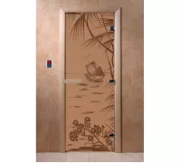 Дверь для бани "Голубая лагуна бронза матовая" Ольха - DoorWood