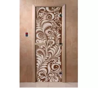 Дверь для бани "Хохлома бронза" Ольха - DoorWood