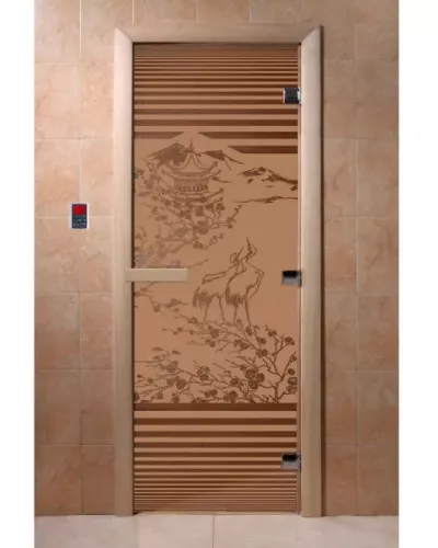 Дверь для бани и сауны "Япония бронза матовая"