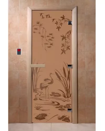 Дверь для бани и сауны "Камышовый рай бронза матовая"