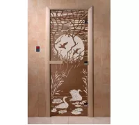 Дверь для бани "Лебединое озеро бронза" Ольха - DoorWood