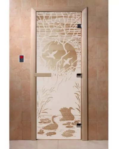Дверь для бани и сауны "Лебединое озеро сатин"