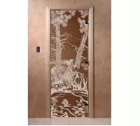 Дверь для бани "Мишки бронза" Ольха - DoorWood