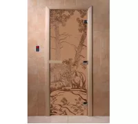 Дверь для бани "Мишки бронза матовая" Ольха - DoorWood