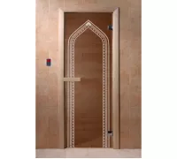 Дверь для бани и сауны "Арка бронза" 1900х700, 6мм, 2 петли Ольха - DoorWood