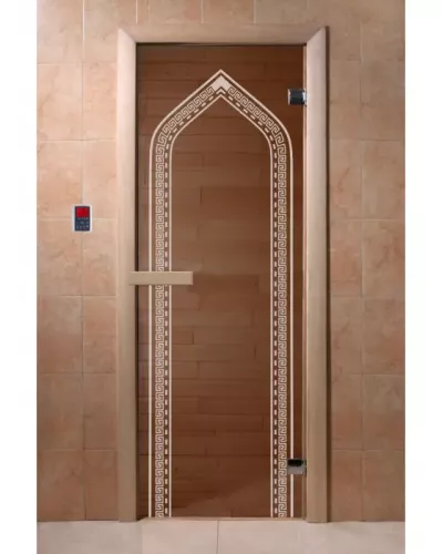 Дверь для бани и сауны "Арка бронза" 1900*700, 6мм, 2 петли