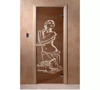 Дверь для бани и сауны "Искушение" бронза 1900х700, 6мм, 2 петли Ольха - DoorWood