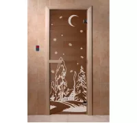Дверь для бани и сауны "Зима бронза" 1900х700, 6мм, 2 петли Ольха - DoorWood