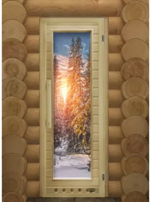 Дверь для бани "Элит Зима люкс" с фотопечатью - Doorwood