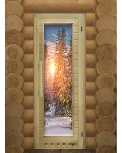 Дверь для бани "Элит Зима люкс" с фотопечатью