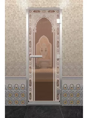 Дверь для бани "Хамам восточная арка" бронза