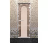 Дверь для бани "Восточная арка" бронза матовая