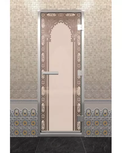 Дверь для бани "Восточная арка" бронза матовая