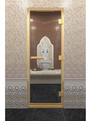 Дверь для бани "Хамам в золотом профиле" - DoorWood