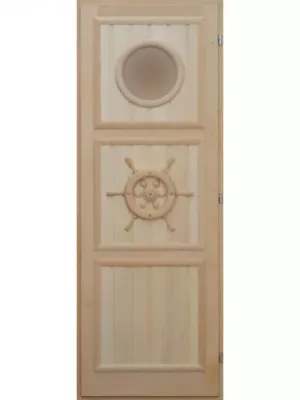 Дверь для бани "Штурвал" с иллюминатором (1850х750) кавказская липа - Doorwood