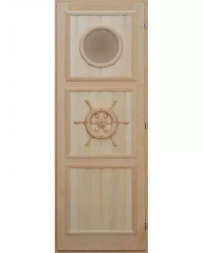 Дверь для бани "Штурвал" с иллюминатором (1850*750) кавказская липа