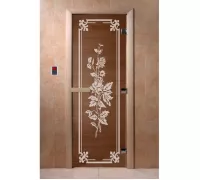 Дверь для бани "Розы бронза" Ольха - DoorWood