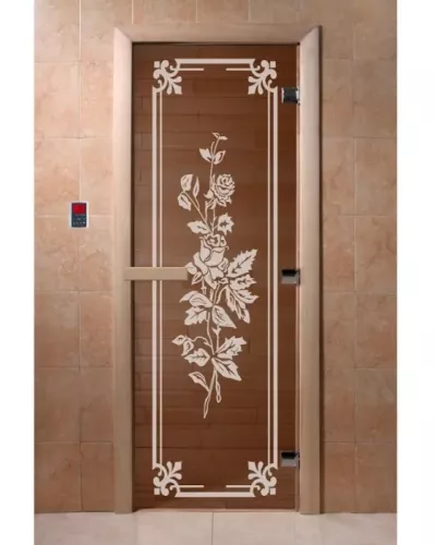 Дверь для бани и сауны "Розы бронза"