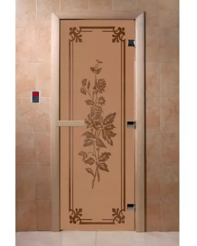 Дверь для бани и сауны "Розы бронза матовая"