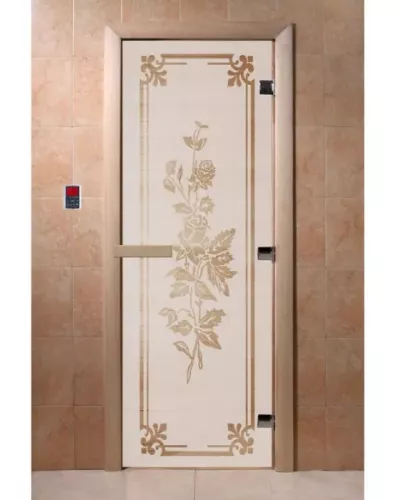Дверь для бани и сауны "Розы сатин"