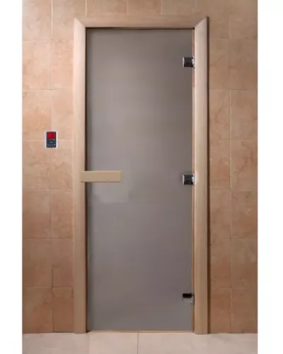 Дверь для бани и сауны "Теплое Утро" сатин (коробка Осина) 