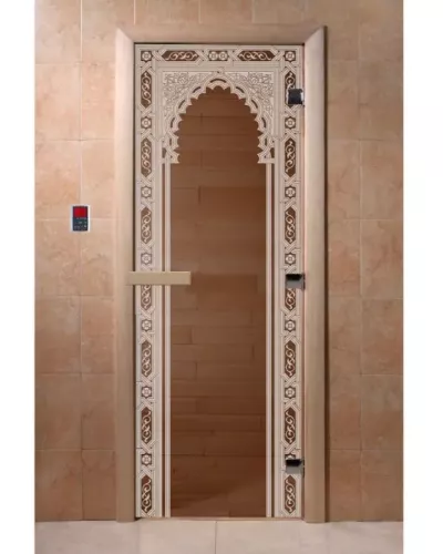 Дверь для бани и сауны "Восточная арка бронза"