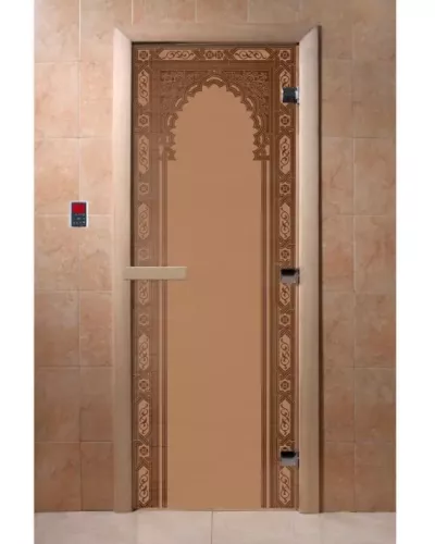 Дверь для бани и сауны "Восточная арка бронза матовая"