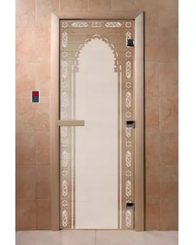 Дверь для бани и сауны "Восточная арка сатин"