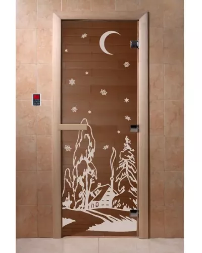 Дверь для бани и сауны "Зима бронза"