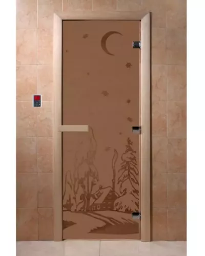 Дверь для бани и сауны "Зима бронза матовая"