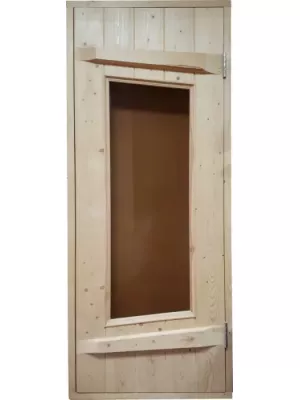Дверь для бани Ласточкин хвост (ГОСТ) со стеклом — Ясень
