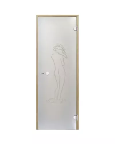 Дверь для бани и сауны Harvia STG 8×19 коробка сосна, стекло сатин «Фигура»
