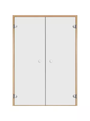 Дверь двойная Harvia STG 1521 коробка осина, стекло прозрачное