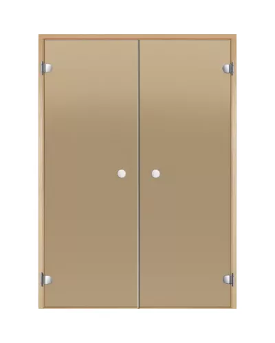 Дверь для бани и сауны двойная Harvia STG 17×21 коробка ольха, стекло бронза