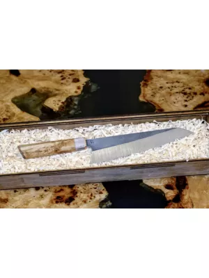 Нож ручной работы gyuto y82 / сталь d2 / карельская береза / натуральный цвет