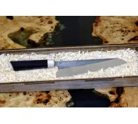 Нож ручной работы gyuto y82 / сталь d2 / карельская береза / черный граб