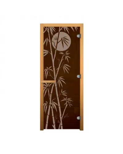 Дверь для бани и сауны Бронза 'БАМБУК' 1900х700мм (8мм, 3 петли 716 CR) (Магнит) (ОСИНА) (правая)