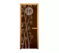 Дверь для бани и сауны Бронза 'БАМБУК' 1900х700мм (8мм, 3 петли 716 CR) (Магнит) (ОСИНА) (левая)