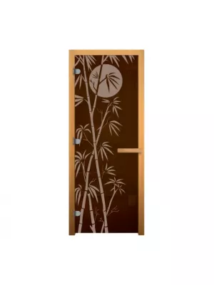 Дверь для бани и сауны Бронза 'БАМБУК' 1900х700мм (8мм, 3 петли 716 CR) (Магнит) (ОСИНА) (левая)