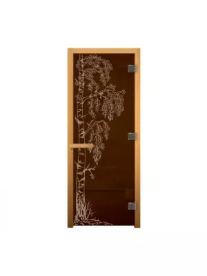 Дверь для бани и сауны Бронза 'БЕРЁЗКА' 190х70 (8мм, 3 петли 710 CR) (ОСИНА) Пр