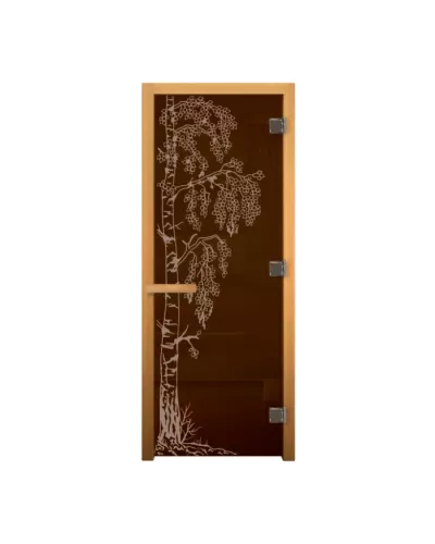 Дверь для бани и сауны Бронза 'БЕРЁЗКА' 190х70 (8мм, 3 петли 710 CR) (ОСИНА) Пр