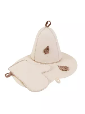 Комплект банный (шапка,рукавица,коврик), войлок (Б16)